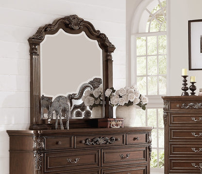 Elegant Antique Cherry & Walnut Dresser with Mirror - Timeless Storage Solution for Your Bedroom