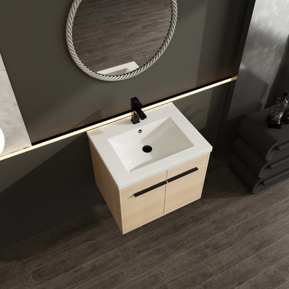 American Design 24-Inch Oak Bathroom Vanity with Resin Sink and 2-Door Cabinet