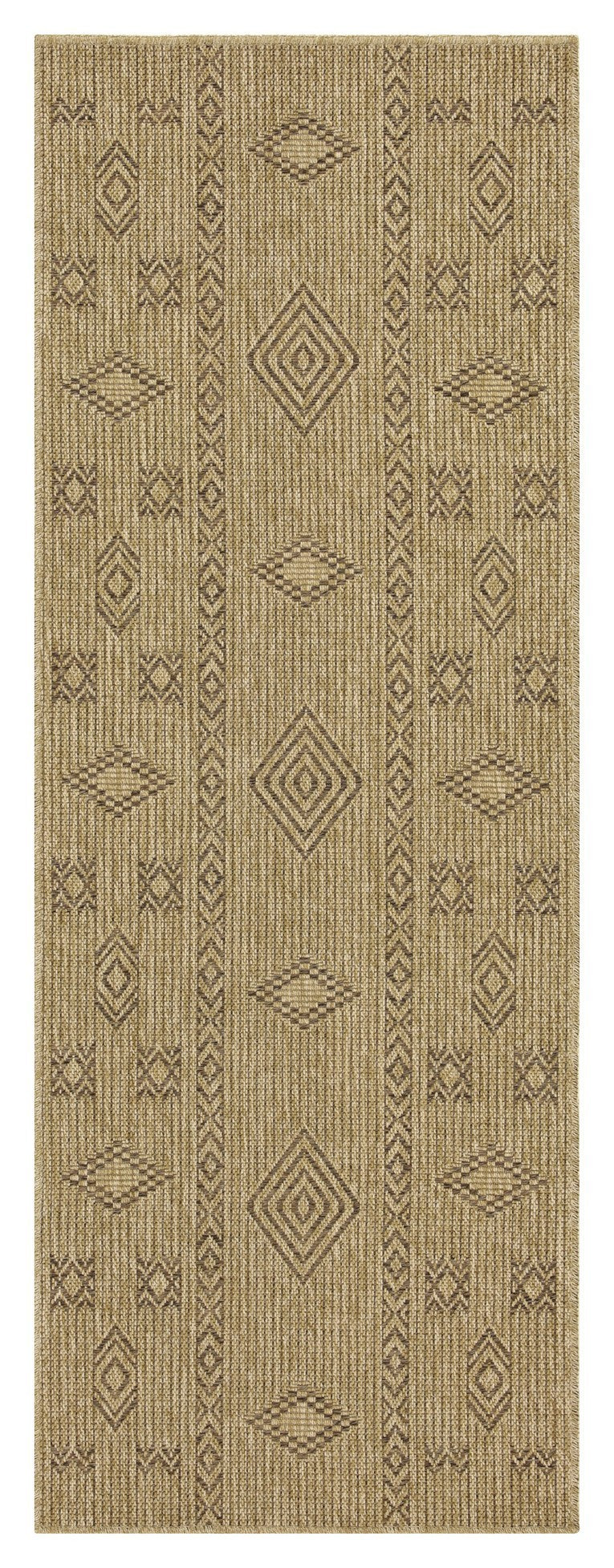 Indoor/Outdoor Flatweave Area Rug, 87 x 31 in, Polypropylene, Stain-Resistant, Natural & Light Brown