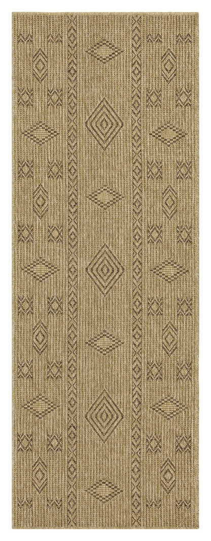 Indoor/Outdoor Flatweave Area Rug, 87 x 31 in, Polypropylene, Stain-Resistant, Natural & Light Brown