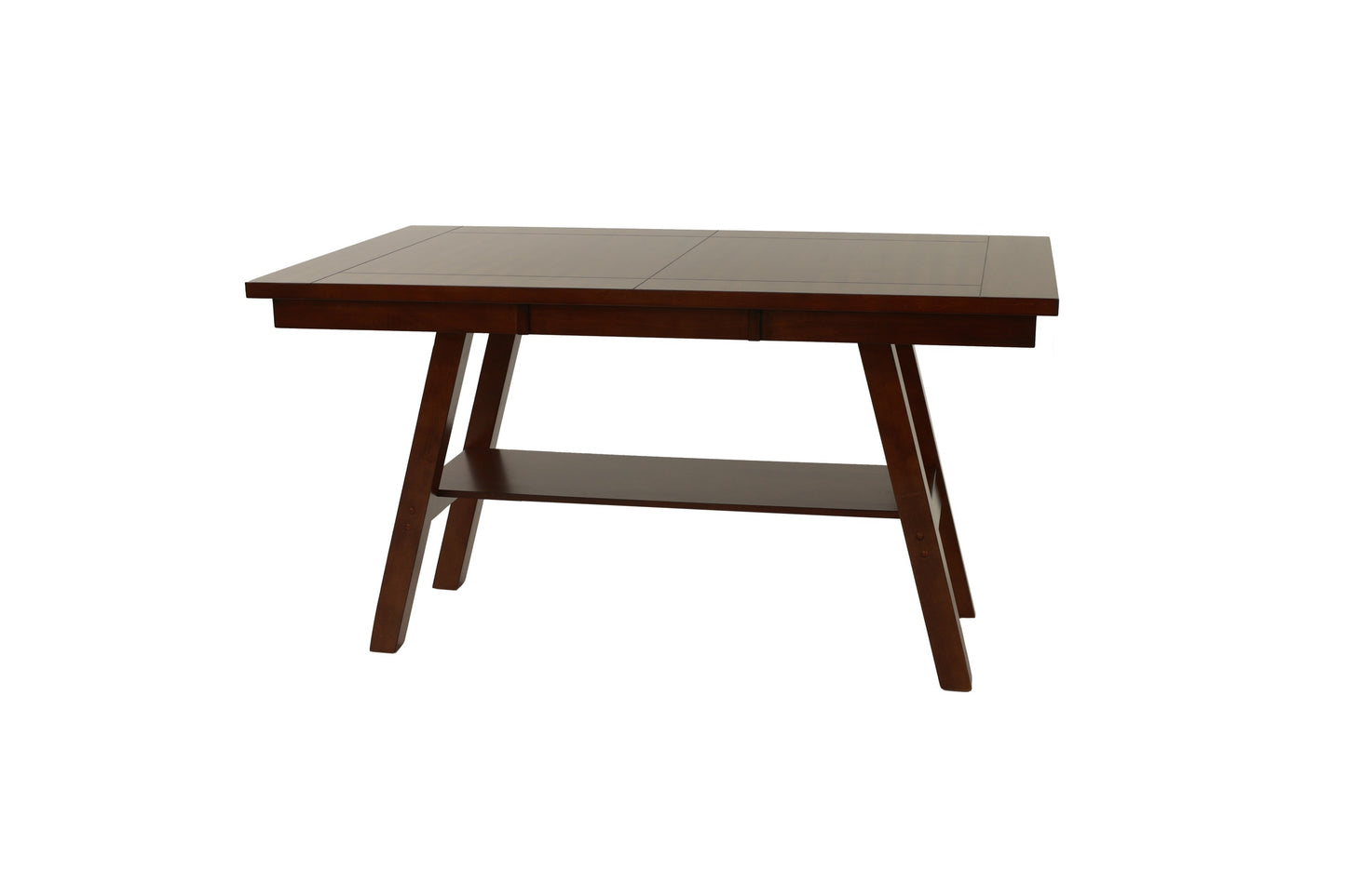 Dining Table Shelf Counter Height Rubber Wood Dark Walnut