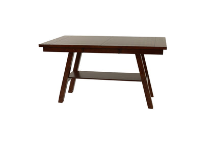 Dining Table Shelf Counter Height Rubber Wood Dark Walnut