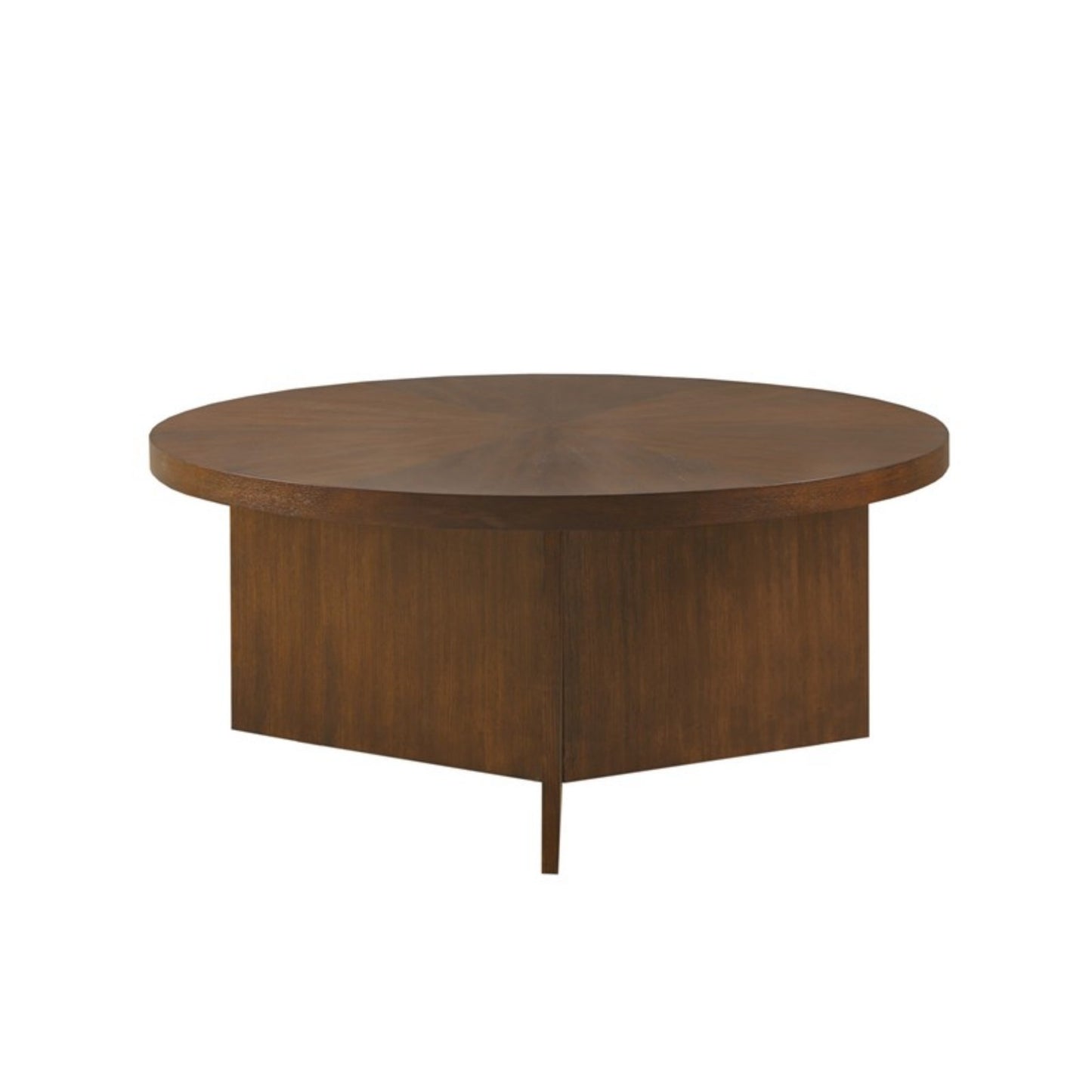 Round Coffee Table, 36-In Dia, Solid Veneer Top, MDF Veneer, Starburst, 16.5-In Height - Finish Brown
