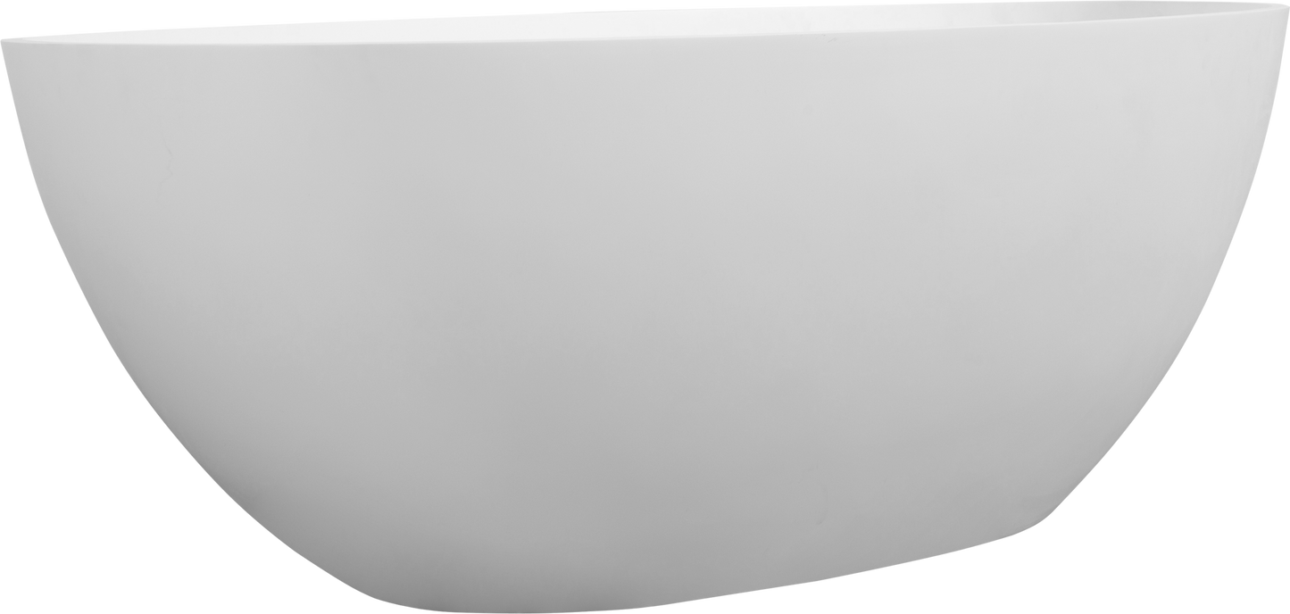 Luxury 65" Matte White Freestanding Soaking Bathtub, Handcrafted Solid Surface with Overflow and Pop-up Drain