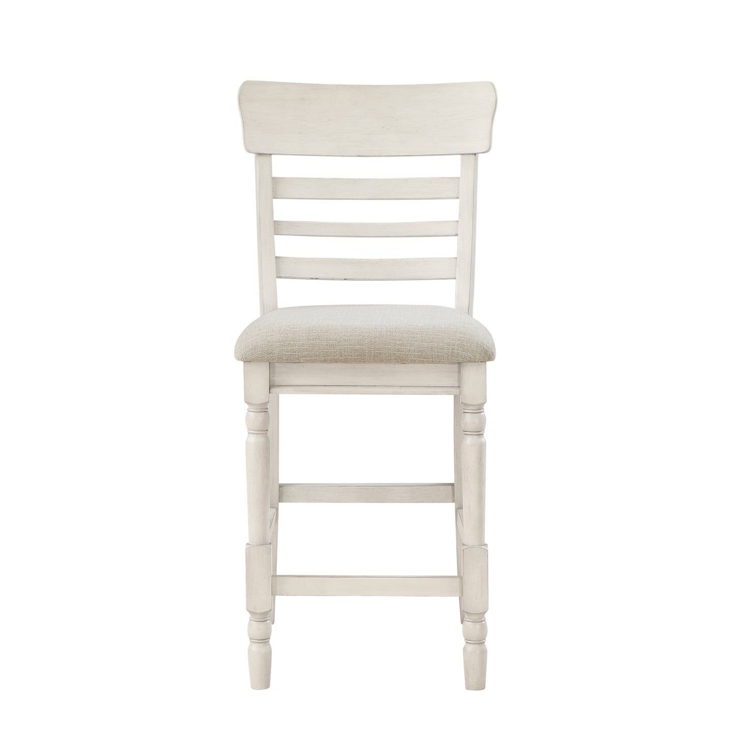 Antique White Finish Set of 2 Counter Height Chair Farmhouse Style Fabric Upholstered Seat Wooden Furniture Dining Chairs