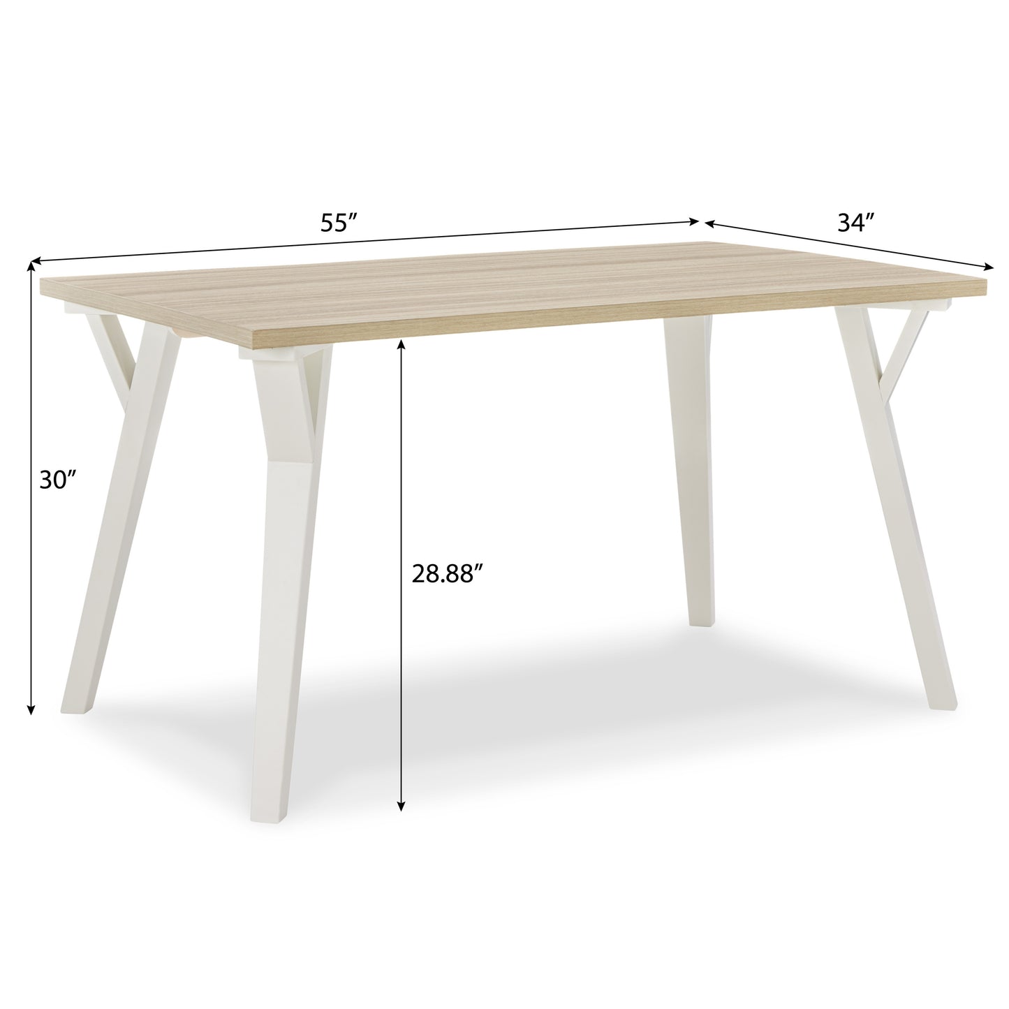 Modern Rectangular Dining Table White And Natural Wood