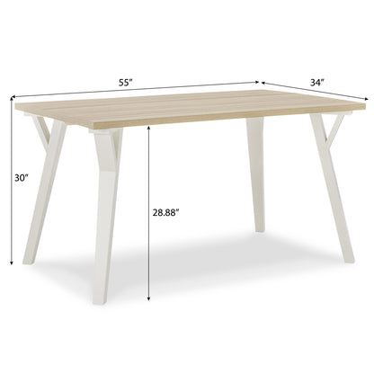 Modern Rectangular Dining Table White And Natural Wood