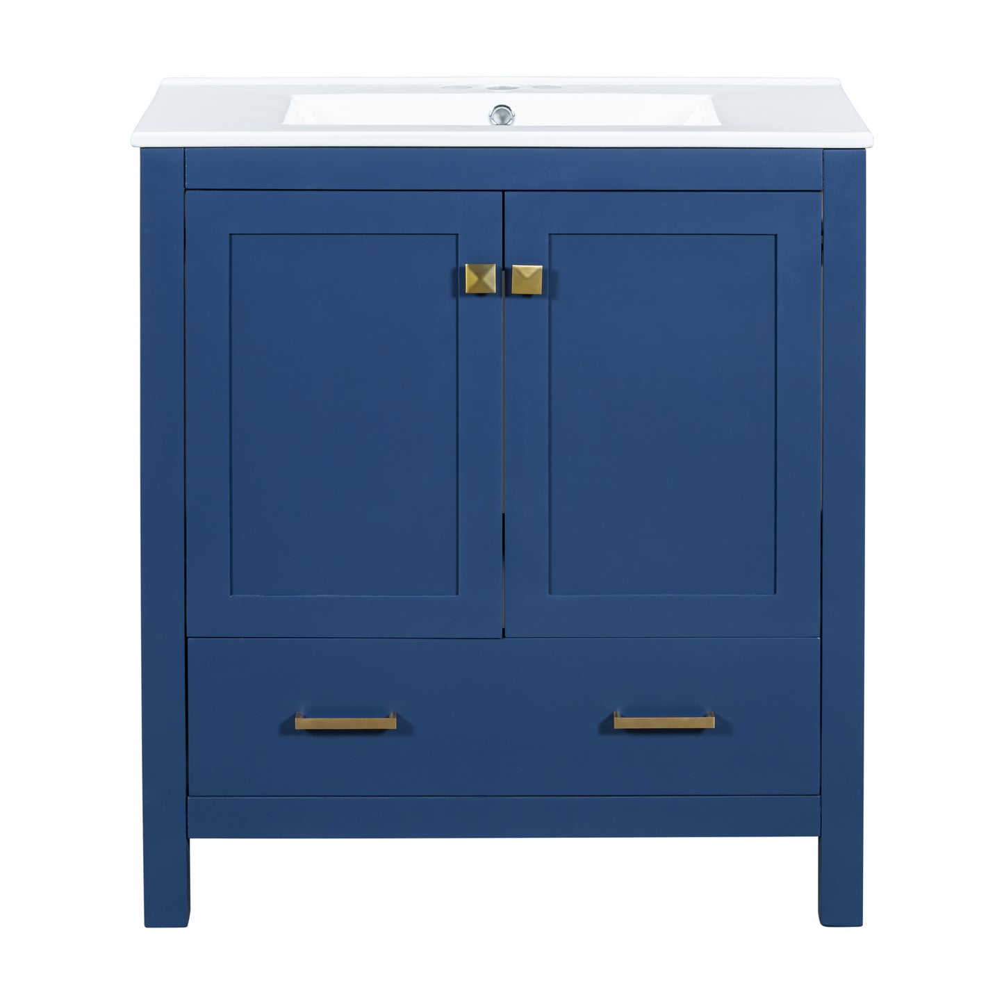 30-Inch Elegant Blue Bathroom Vanity with Ceramic Sink, Stylish Storage Cabinet Featuring Soft-Close Doors and Multifunctional Drawers