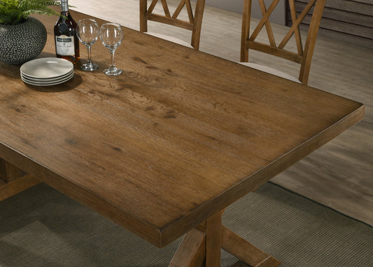 Farmhouse Wood Trestle Dining Table Brushed Driftwood