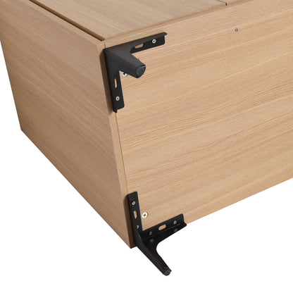 24-Inch Oak Bathroom Vanity with Ceramic Basin and Storage Cabinet