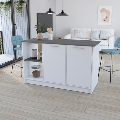 Padua Kitchen Island in White and Onyx Finish