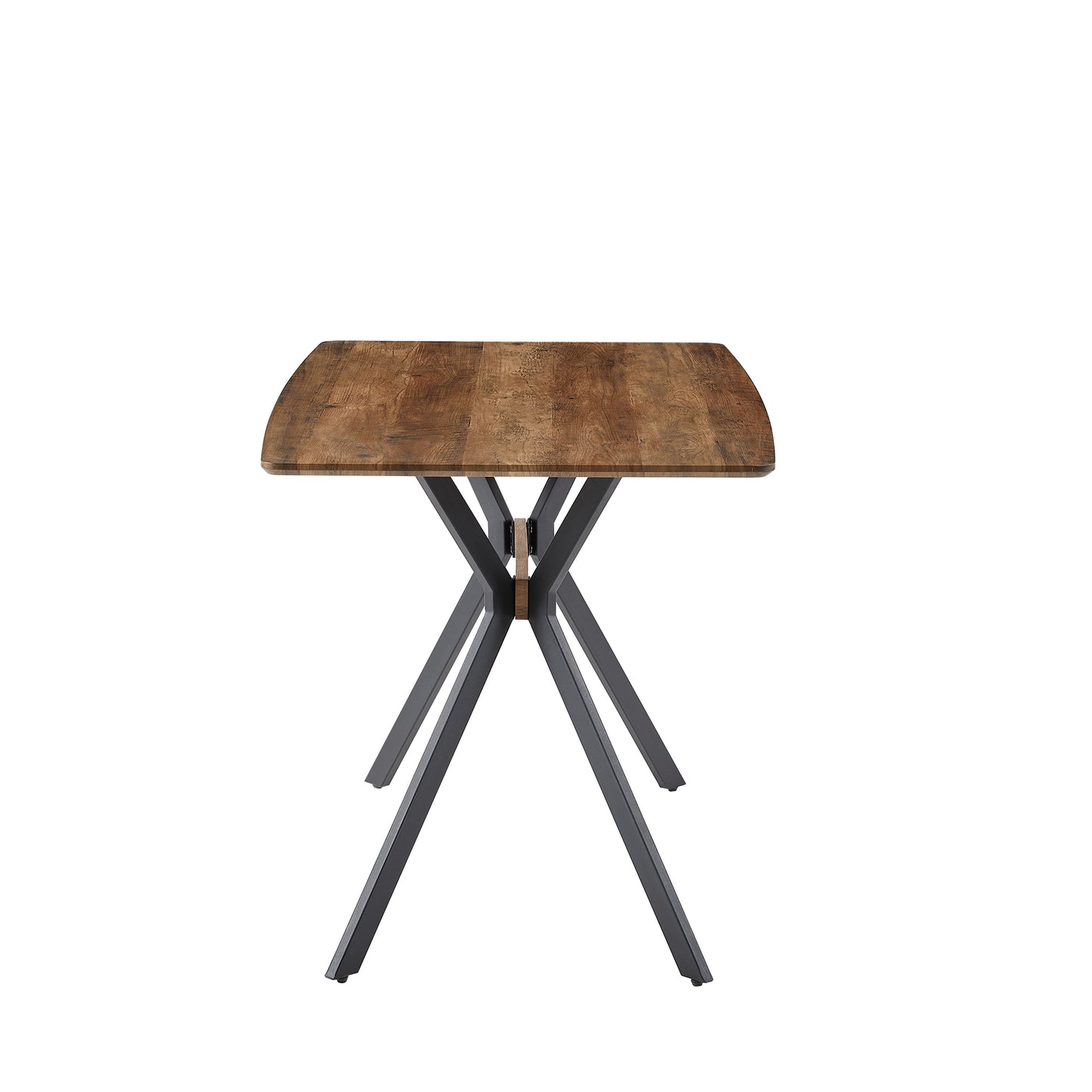 Dining Table MDF Top Metal Legs Walnut And Black Finish