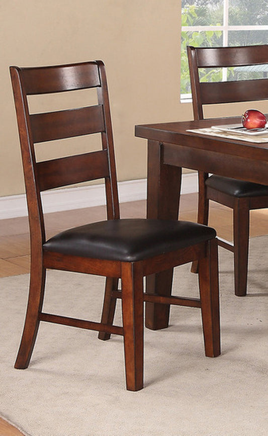 Solid Wood Dining Chairs, Set of 2, Ladder Back, Cushioned Seats, 19x23x40 in, Antique Walnut Finish