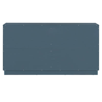 TREXM Sideboard with 4 Doors Large Storage Space Buffet Cabinet with Adjustable Shelves and Silver Handles for Kitchen, Dining Room, Living Room (Antique Blue)