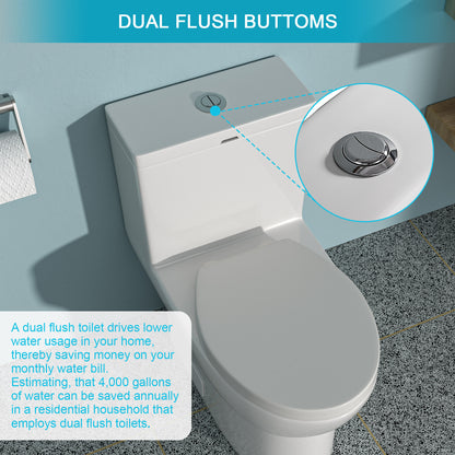 Modern Ceramic One-Piece Toilet with Dual Flush and Soft-Close Seat