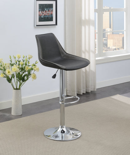 Ebony Adjustable Bar Stool Chairs Set Of 2 Chrome Base