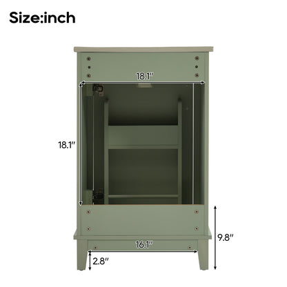 Compact 20-Inch Green Bathroom Vanity Cabinet with Ceramic Sink - Stylish Storage Solution for Small Spaces