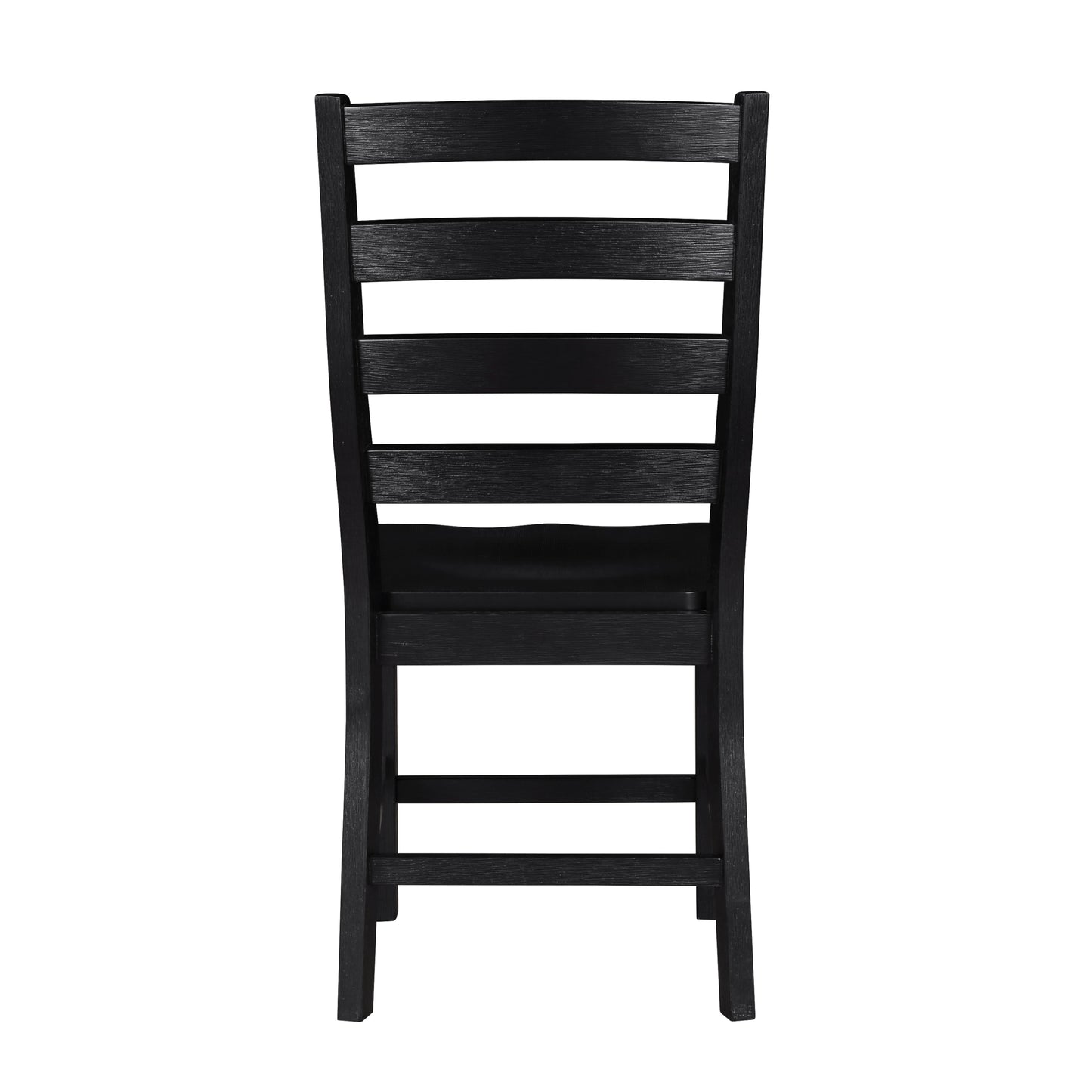 Set of 2 Dining Side Chairs, 18W x 21.5D x 38.5H, Oak Veneer Wood, Casual Farmhouse Style, Black Finish