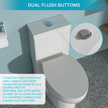 Modern Ceramic One-Piece Toilet with Dual Flush and Soft-Close Seat