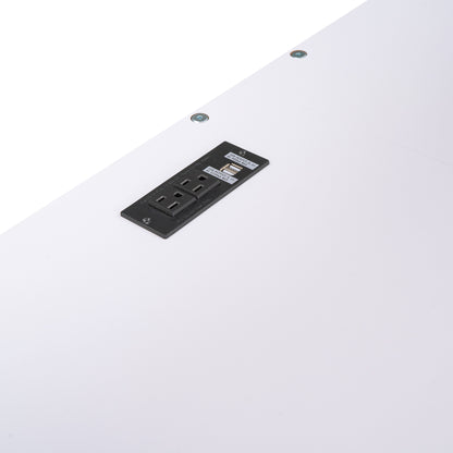 White Full Size Loft Bed with Integrated Desk, Storage Drawers, Bedside Tray, and Charging Station