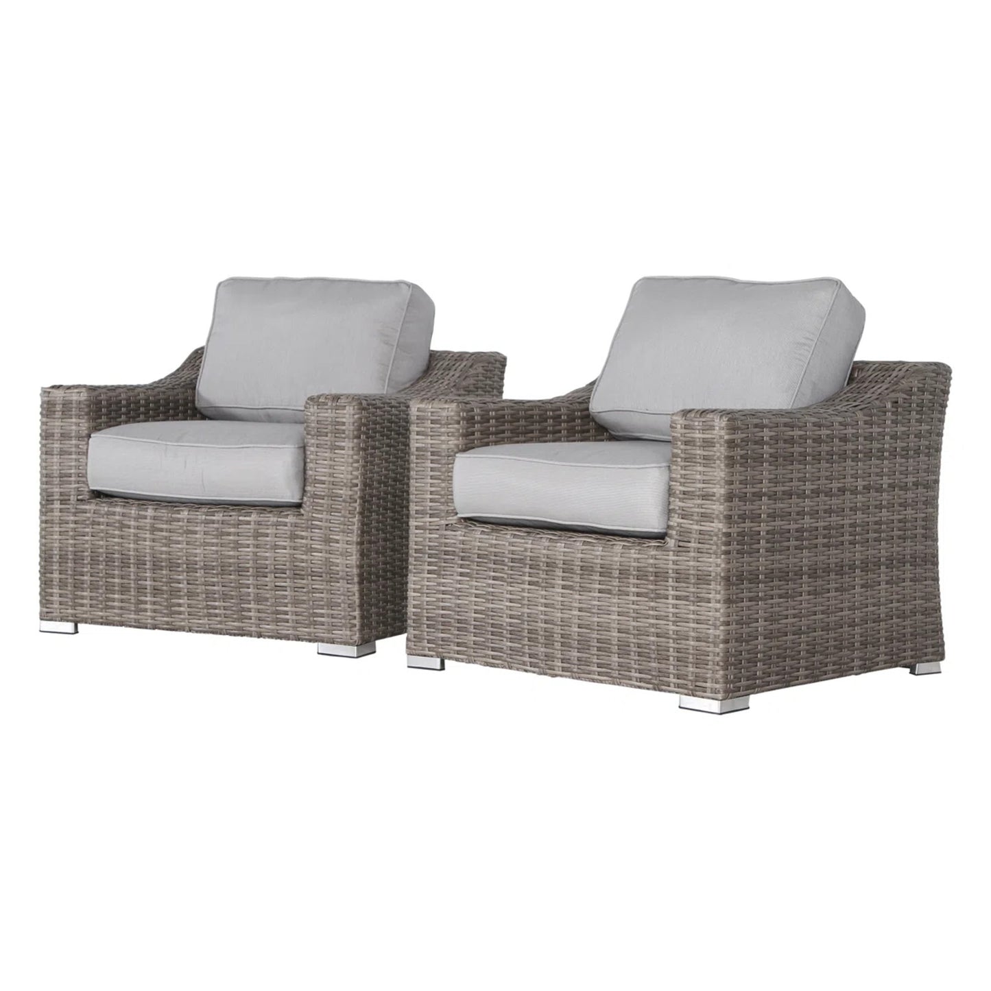 Outdoor Wicker Patio Chair Set With Cushions Aluminum Frame 33 By 33 By 26 Inches Modern Outdoor Seating Grey Mix