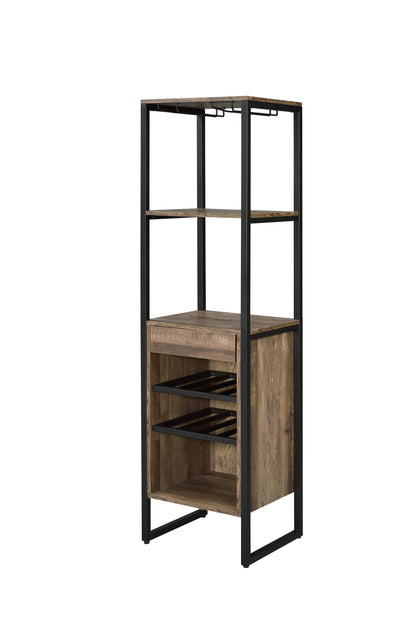 Contemporary Weathered Oak And Black Wine Storage Rack