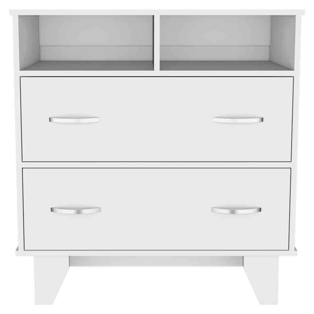 Double Drawer Nightstand Arabi, Bedroom, White