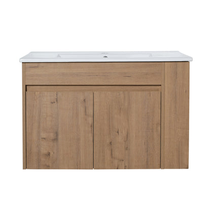 Modern 30-Inch Wall-Mounted Bathroom Vanity with Open Shelf - Vanity Cabinet Only (No Basin Included)