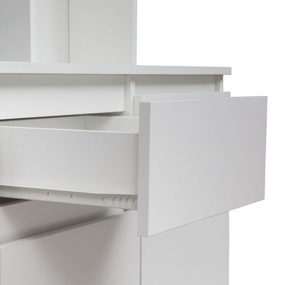 Modern 74" White Kitchen Pantry Cabinet with Charging Station and Microwave Stand - Versatile Buffet Sideboard with Storage Drawers for Dining Room and Living Room
