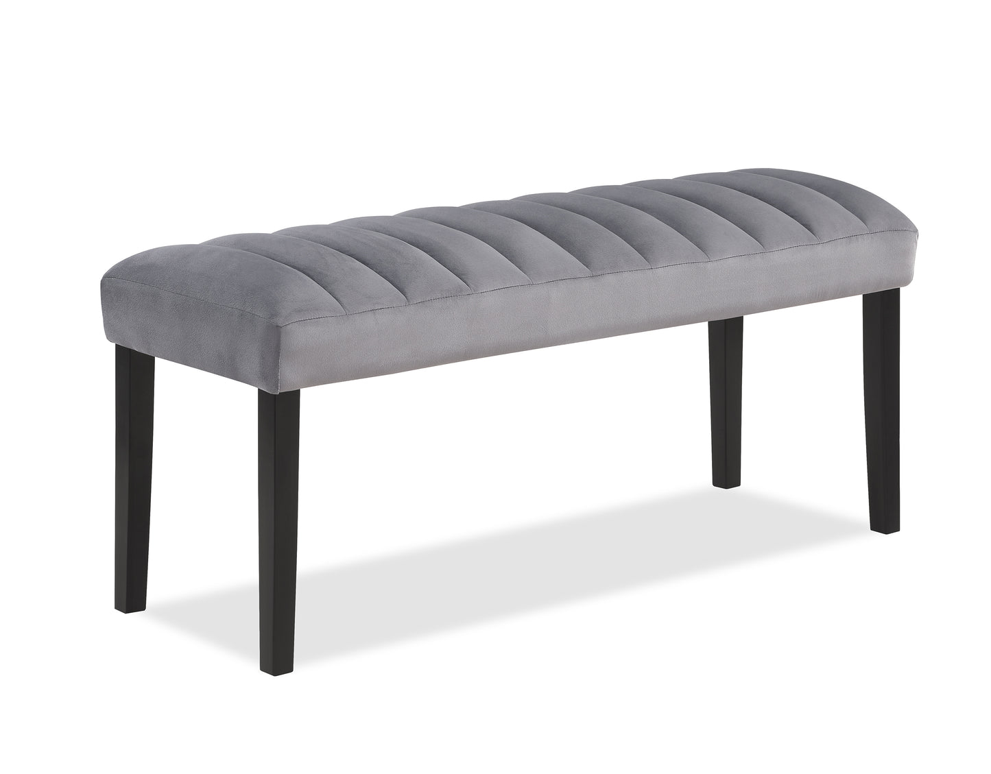 46-Inch Velvet Upholstered Dining Bench with Wood Frame, Modern Transitional Dining Room, Gray/Black