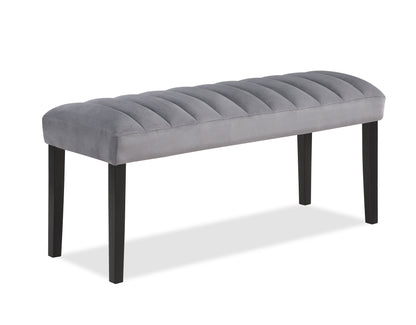 46-Inch Velvet Upholstered Dining Bench with Wood Frame, Modern Transitional Dining Room, Gray/Black