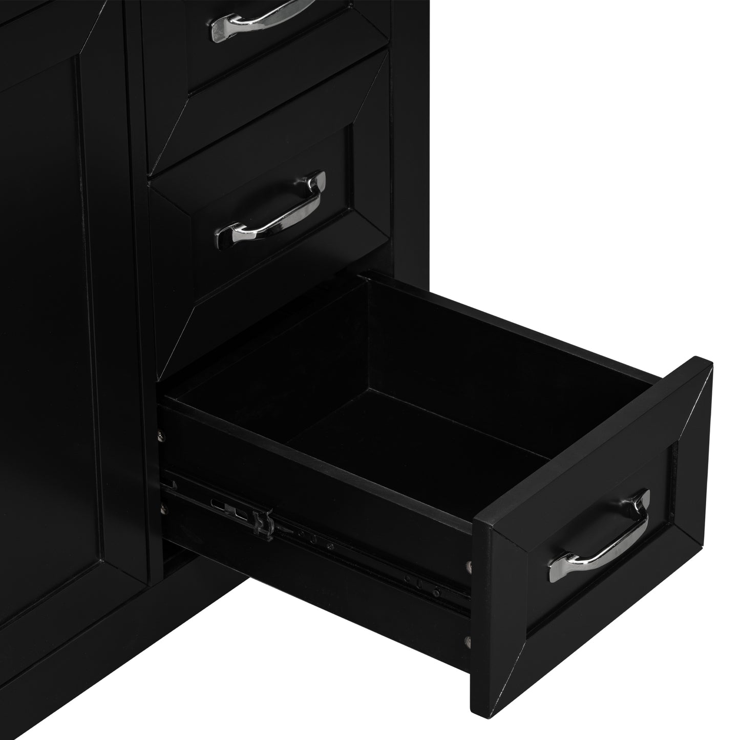 Modern 36" Black Bathroom Vanity Base Cabinet with Drawers, Solid Wood & MDF Construction