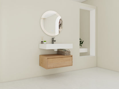 Modern 30-Inch Wall-Mounted Bathroom Vanity with Soft-Close Drawer and Elegant Resin Sink