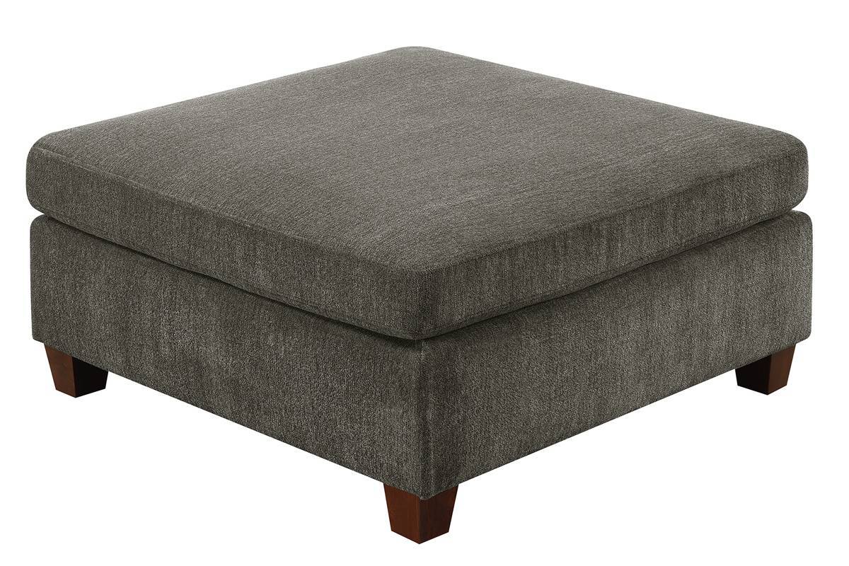 Rectangular Cocktail Ottoman with Chenille Upholstery, 37 x 37 x 18 in, Cushioned Seat Living Room Grey