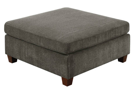 Rectangular Cocktail Ottoman with Chenille Upholstery, 37 x 37 x 18 in, Cushioned Seat Living Room Grey