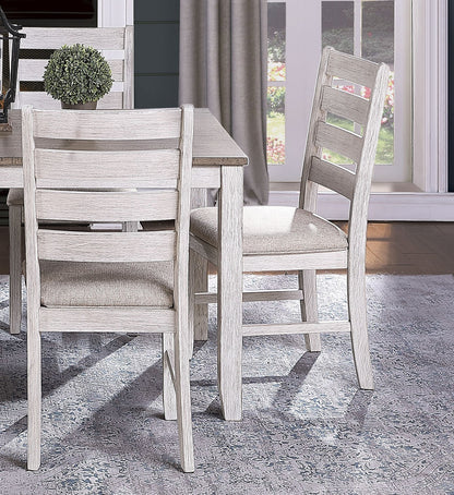 5Pc Dining Set With Chairs Grayish White And Brown Finish