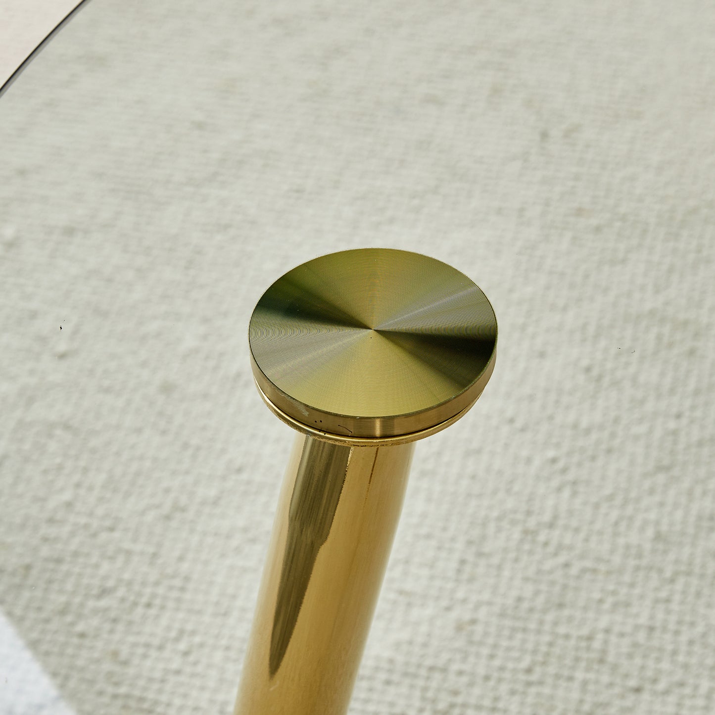 Circular Glass Dining Table 40 Inch Minimalist Gold Plated Legs