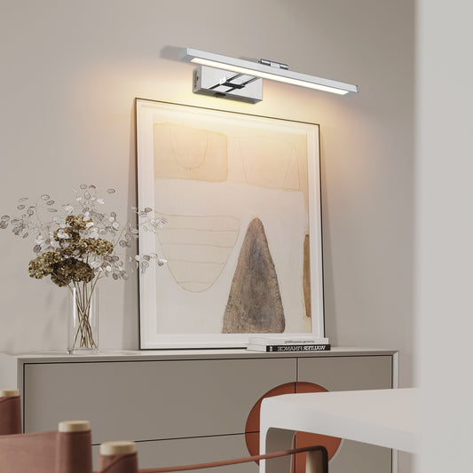 16-Inch Wireless Picture Light with Remote, Battery-Powered Metal Art Light for Portraits, Chrome