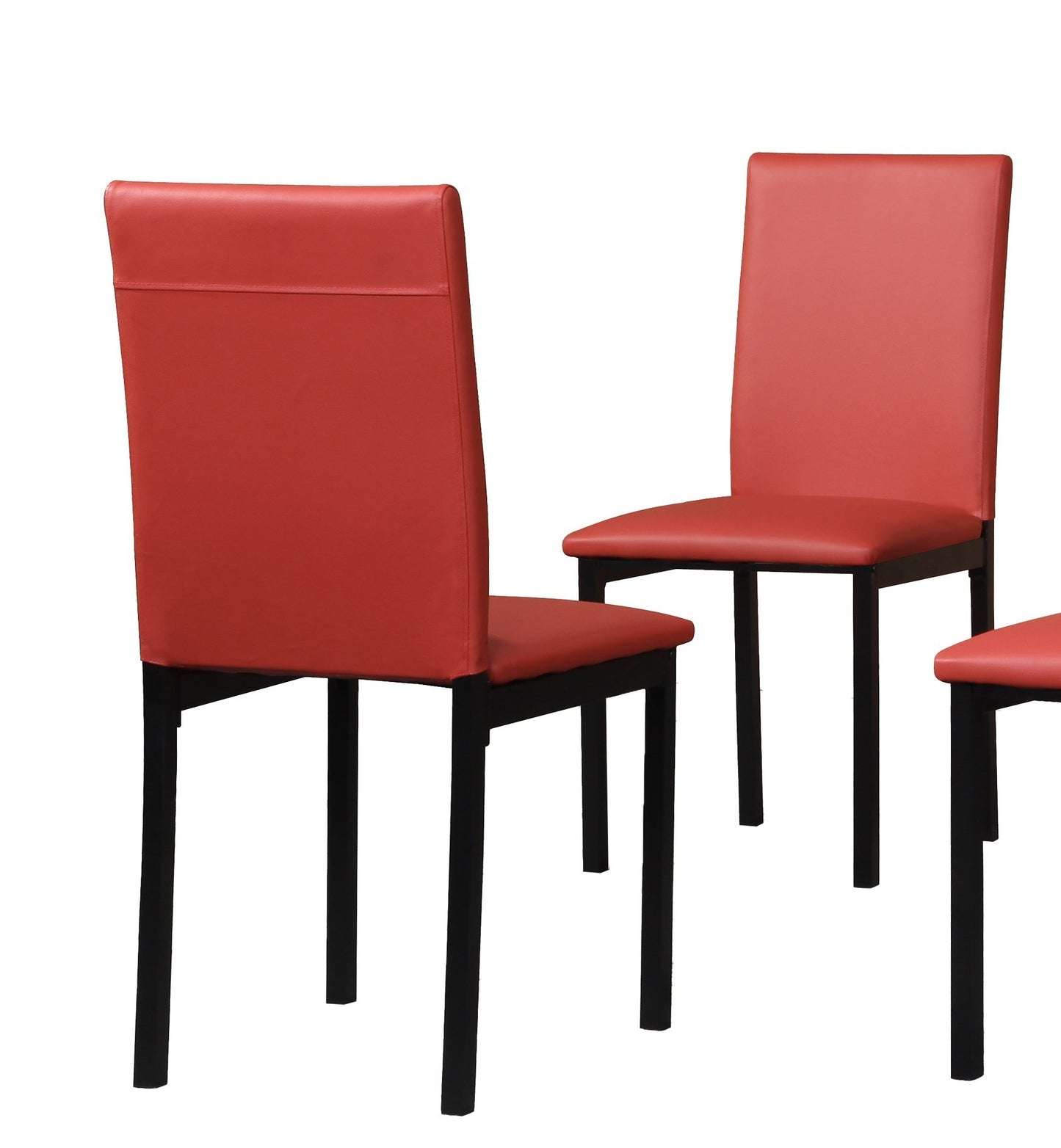 Set of 4 Faux Leather Dining Chairs with Metal Frame, Minimalist Modern Seating for Dining Areas, Red