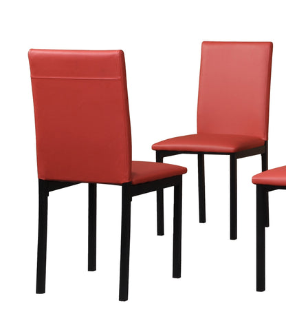 Set of 4 Faux Leather Dining Chairs with Metal Frame, Minimalist Modern Seating for Dining Areas, Red
