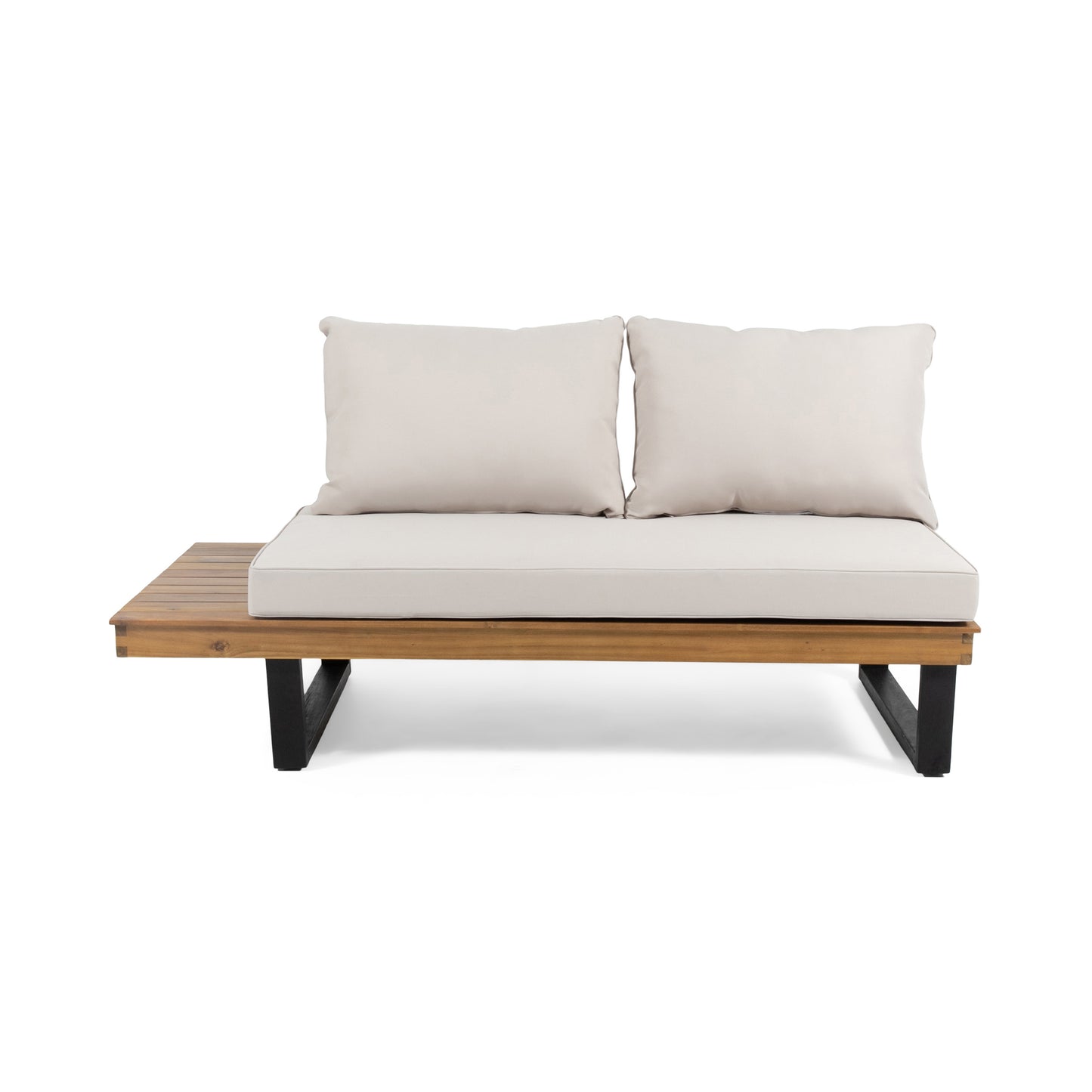 Left Facing Two Seater Sofa On Acacia Wood Frame With 64.25 Length And 30.50 Width Upholstery Beige