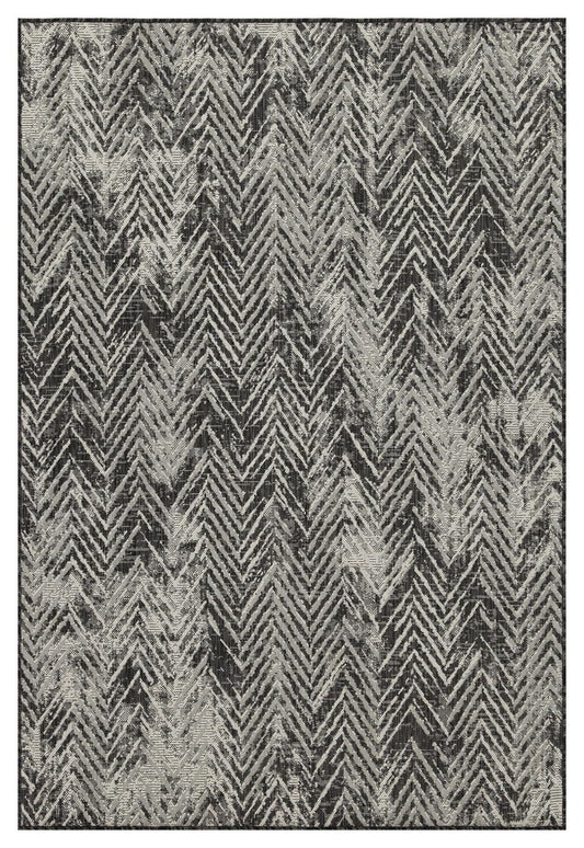Indoor/Outdoor Area Rug 5'3 x 7'3, Flatweave Polypropylene, Stain-Resistant Anthracite