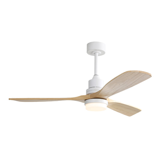 52-Inch Ceiling Fan with LED Light, 6-Speed Remote, Quiet DC Motor, Reversible Wood Blades, Bedroom White