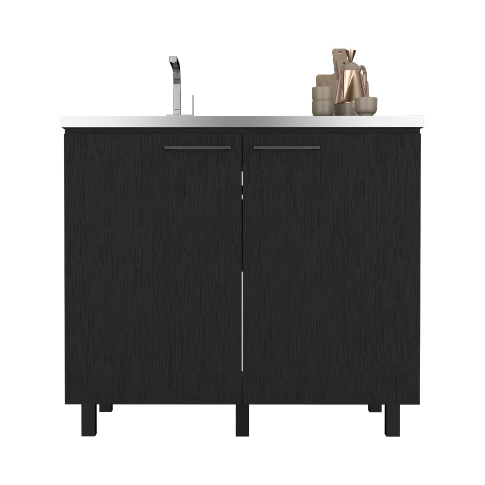 Black Utility Sink Storage Cabinet for Kitchen - Burwood Design