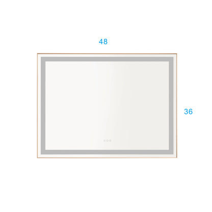 Large 48x36 Illuminated Bathroom Mirror with Dual Control Anti-Fog Feature
