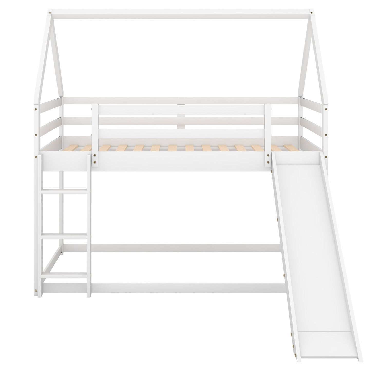 Kids' Enchanted Twin Bunk Bed with Slide & Ladder in White