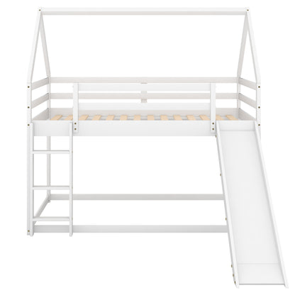Kids' Enchanted Twin Bunk Bed with Slide & Ladder in White