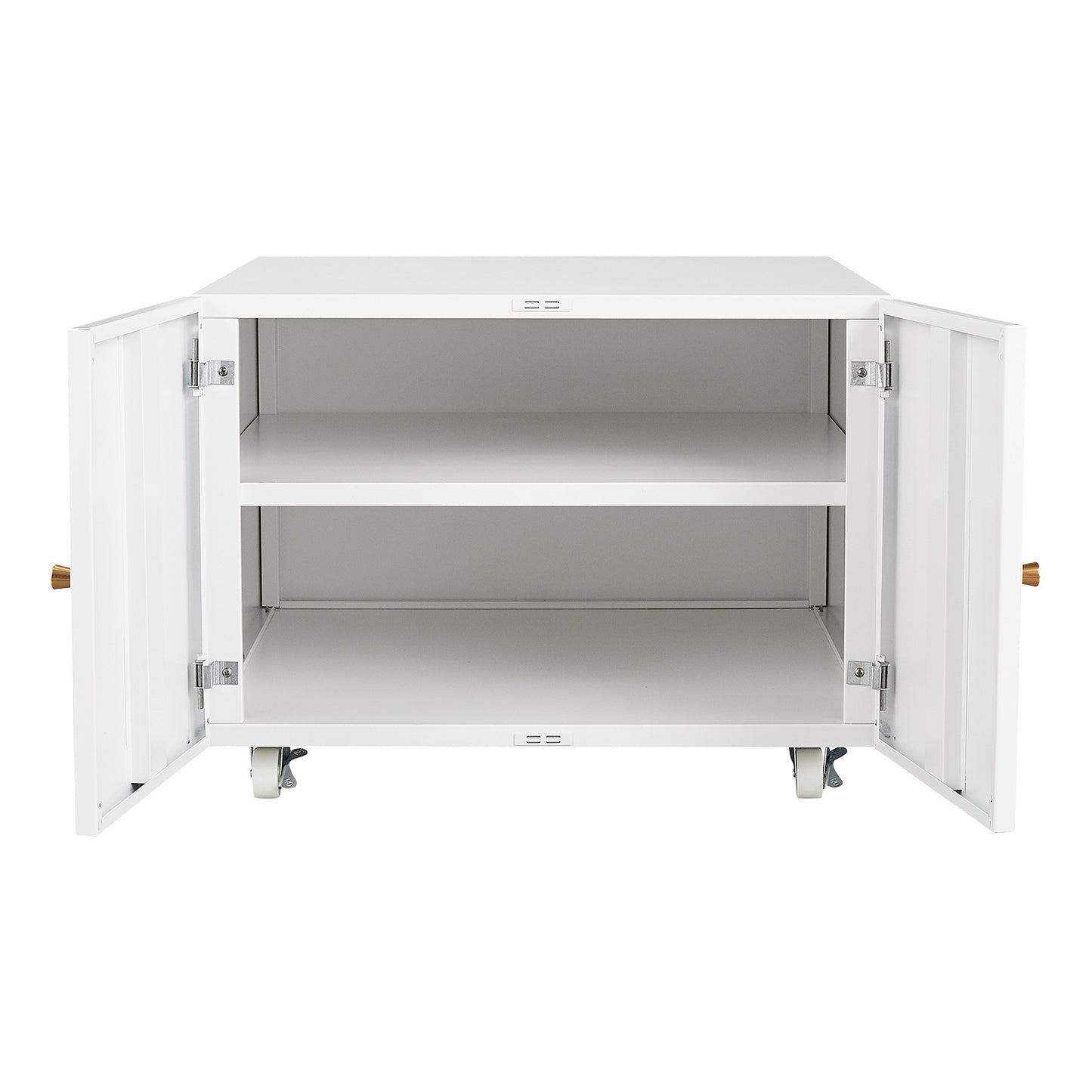 Versatile Mobile Copier Cabinet - White Steel 2-Door Printer and File Stand