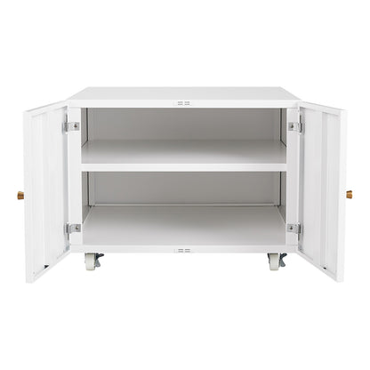 Versatile Mobile Copier Cabinet - White Steel 2-Door Printer and File Stand