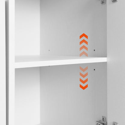 Rolling White Kitchen Island with Drop Leaf and Tilt-out Trash Can Storage, Spice Rack & Towel Rack